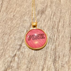 Gold and Pink Costume Necklace